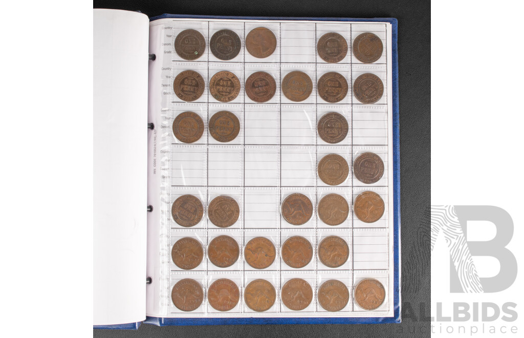Australian RAM Album of Pennies and Half Pennies, Semi Consecutive Examples Spanning 1911 to 1964