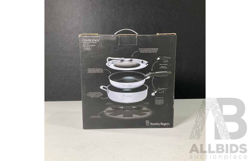 Boxed Stanley Rogers Clever Stack Fry Pan and Saucer Set