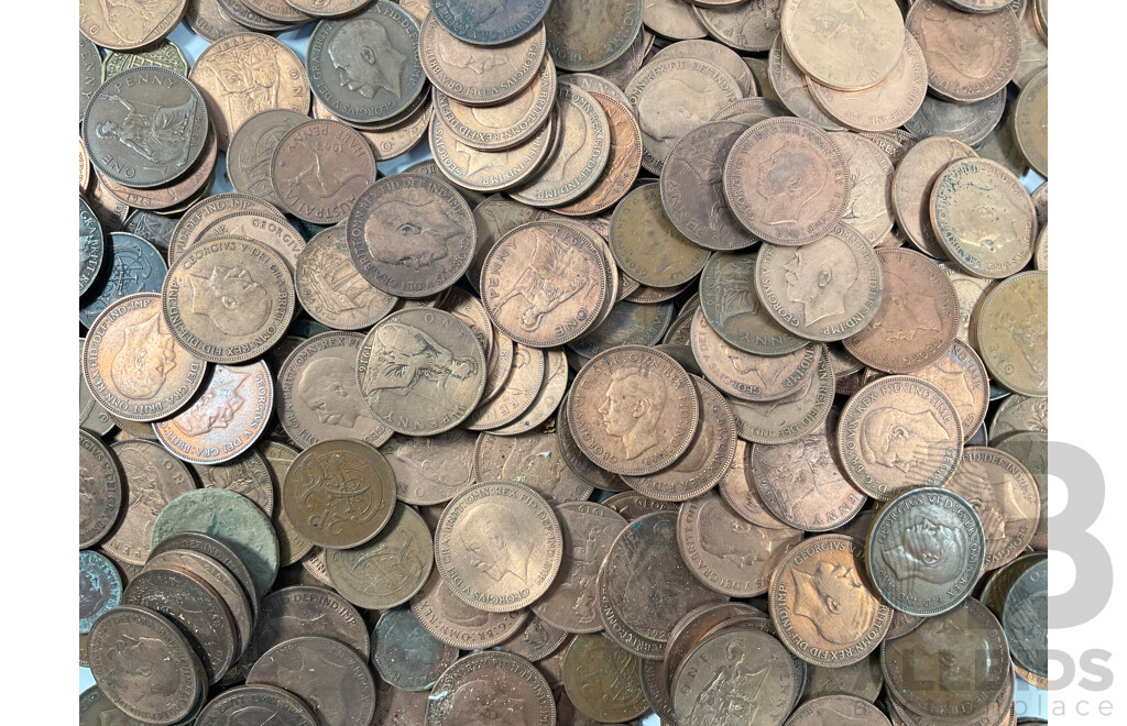 Collection of Great Britain Pennies Spanning QV to QE2 - Approximately 3.2 Kilograms