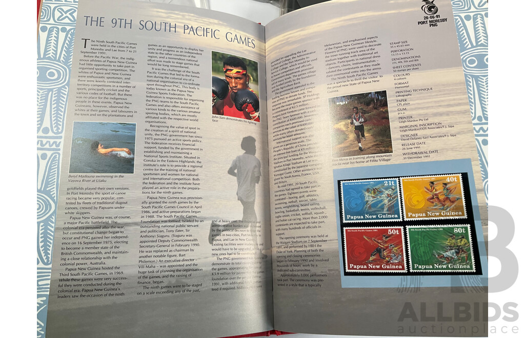 Six Papua New Guinea Annual Stamp Albums Including 1988, 1989, 1990, 1991, 1994, 1996