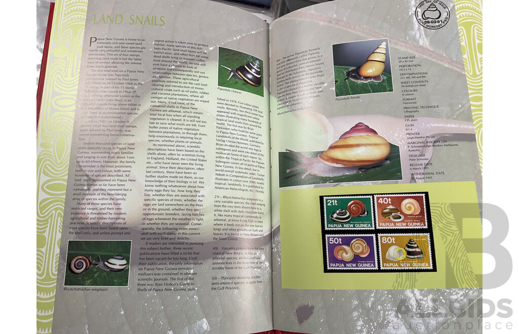 Six Papua New Guinea Annual Stamp Albums Including 1988, 1989, 1990, 1991, 1994, 1996