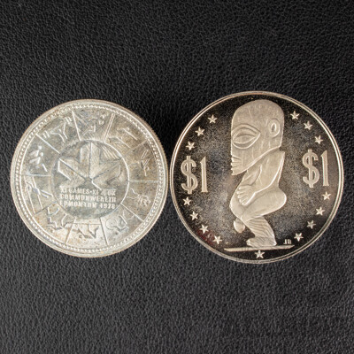 Canada 1978 UNC Silver One Dollar, Commonwealth Games, Edmonton and Cook Islands 1973 UNC One Dollar
