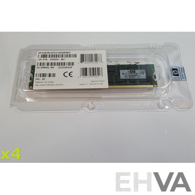 HP (HP4GB2RX4PC310600R9KIT) 4GB 2Rx4 DDR3 PC3-10600 1333Mhz REG ECC Server RAM - Lot of Four