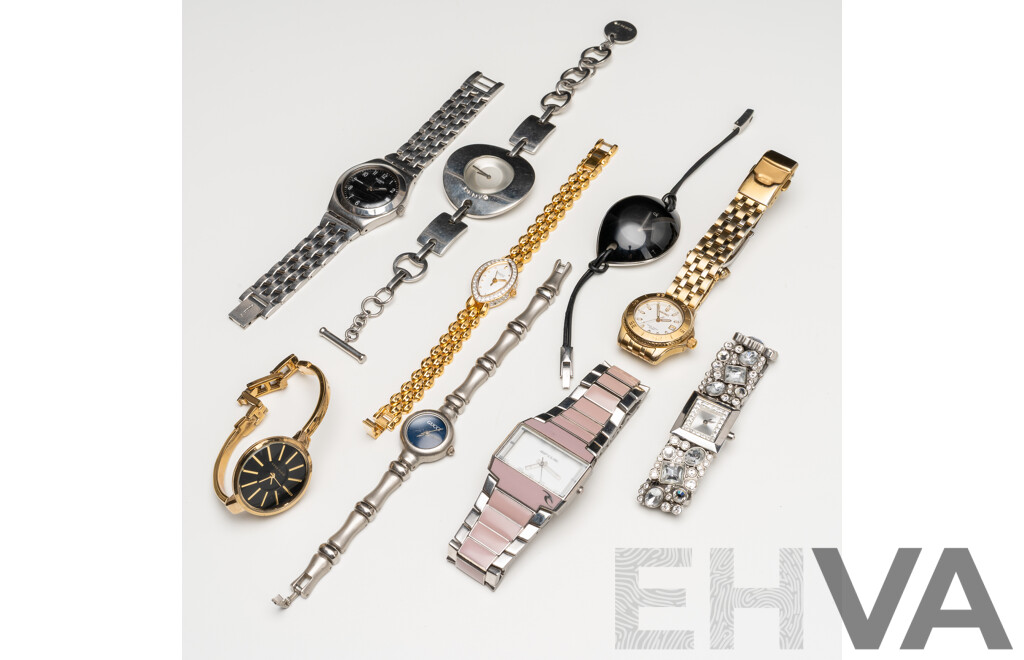 Collection of Ladies' Watches. Seiko, Ripcurl, Michael Kors, Swatch, Bulova, Gucci, Calvin Klein, DKNY, Anne Klein - Lot of 9