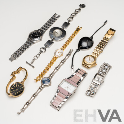 Collection of Ladies' Watches. Seiko, Ripcurl, Michael Kors, Swatch, Bulova, Gucci, Calvin Klein, DKNY, Anne Klein - Lot of 9