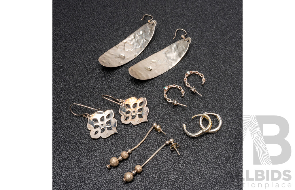 Collection of 925 Sterling Silver Earrings - Lot of 5