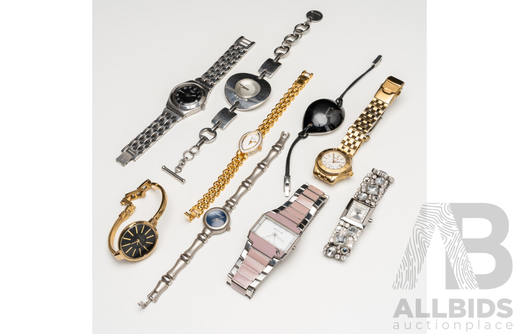 Collection of Ladies' Watches. Seiko, Ripcurl, Michael Kors, Swatch, Bulova, Gucci, Calvin Klein, DKNY, Anne Klein - Lot of 9