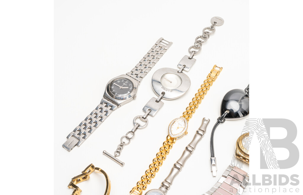 Collection of Ladies' Watches. Seiko, Ripcurl, Michael Kors, Swatch, Bulova, Gucci, Calvin Klein, DKNY, Anne Klein - Lot of 9