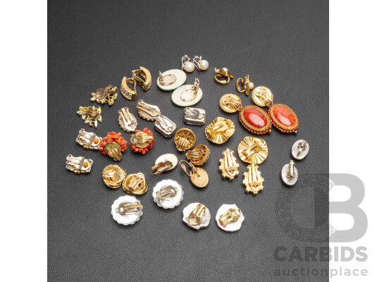 Collection of (18) Pairs of Clip on Earrings in Various Designs & Colours