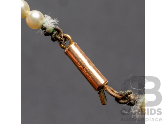 9ct Edwardian Faux Pearl Single Strand Necklace, 56cm Long