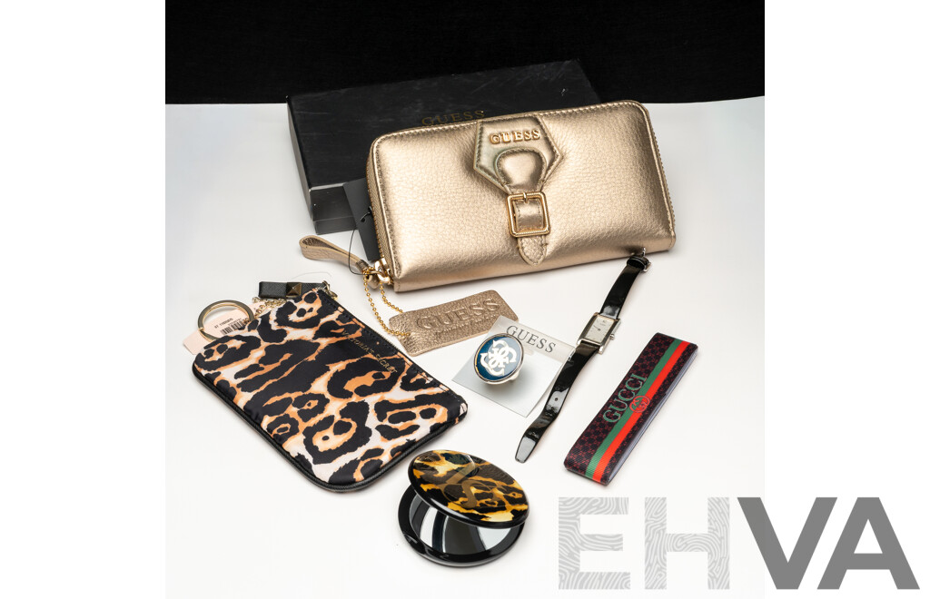 Guess Gold Leather Large Clutch Wallet as New in Box, Guess Watch, Ring & Other Items