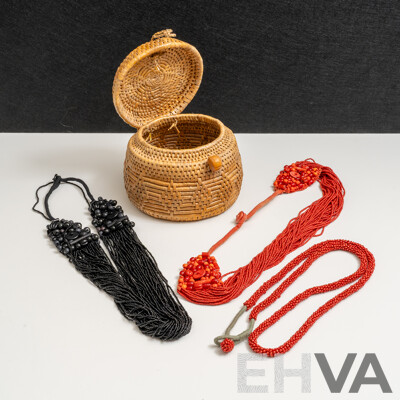 Vintage (3) Naga Tribal Multi Strand Beaded Necklaces