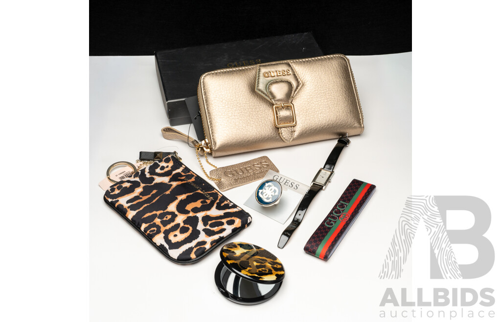 Guess Gold Leather Large Clutch Wallet as New in Box, Guess Watch, Ring & Other Items