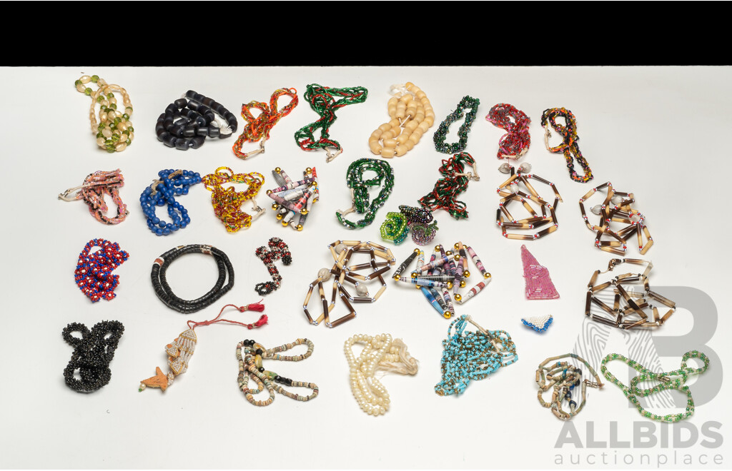 Large Collection of Vintage Beaded Necklce & Other Items Including Paper Beads, Micro Beads and Tribal Beads