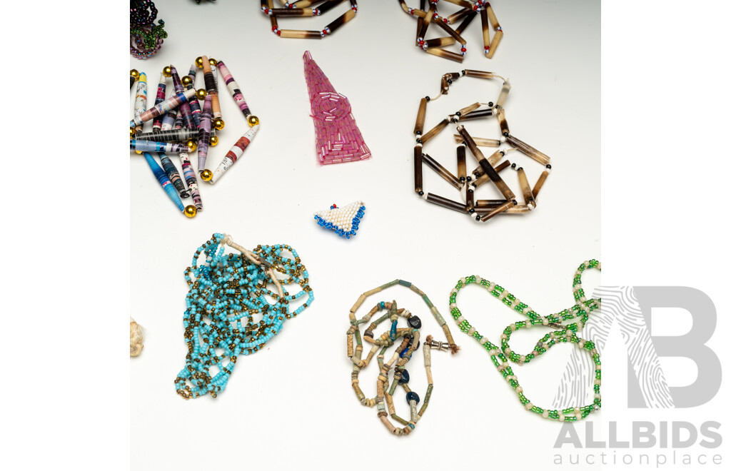 Large Collection of Vintage Beaded Necklce & Other Items Including Paper Beads, Micro Beads and Tribal Beads