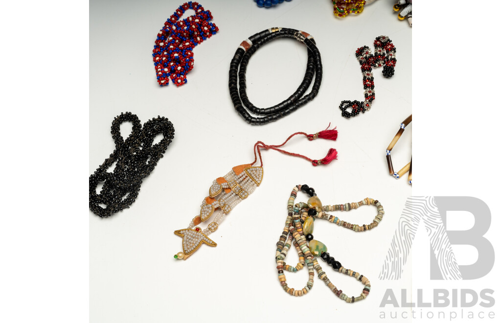 Large Collection of Vintage Beaded Necklce & Other Items Including Paper Beads, Micro Beads and Tribal Beads