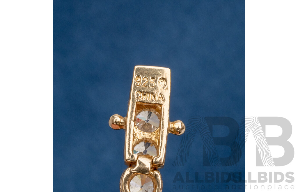 925 Sterling Silver Gold Plated Tennis Bracelet With Cubic Zirconias. Length - 19.5cms