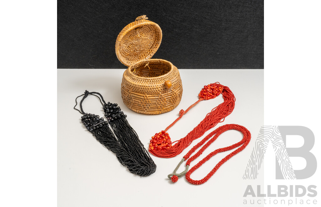 Vintage (3) Naga Tribal Multi Strand Beaded Necklaces