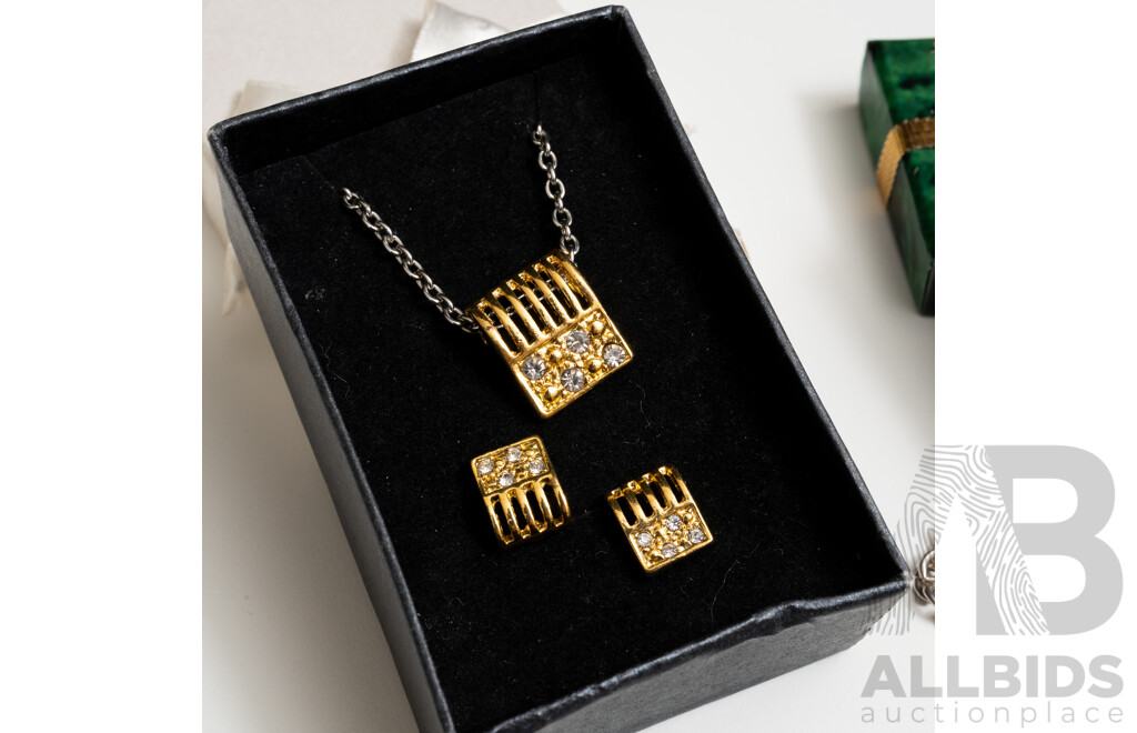 Collection of Vintage Jewellery Including Rolled Gold Fob Chain with Ball Charms