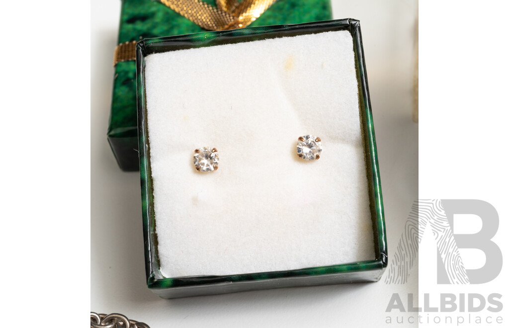 Collection of Vintage Jewellery Including Rolled Gold Fob Chain with Ball Charms