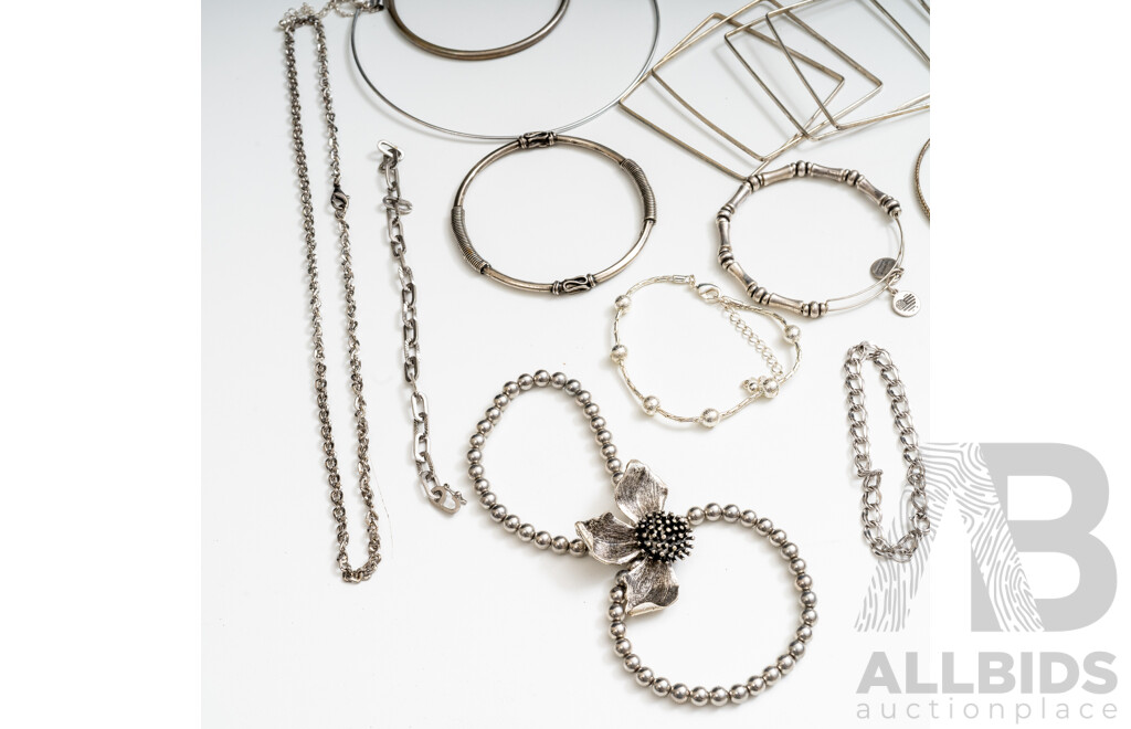 Silver Tone Vintage Jewellery Collection in Large Mirrored Trinket Box