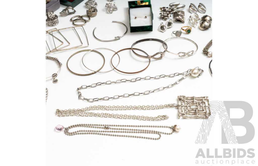 Silver Tone Vintage Jewellery Collection in Large Mirrored Trinket Box