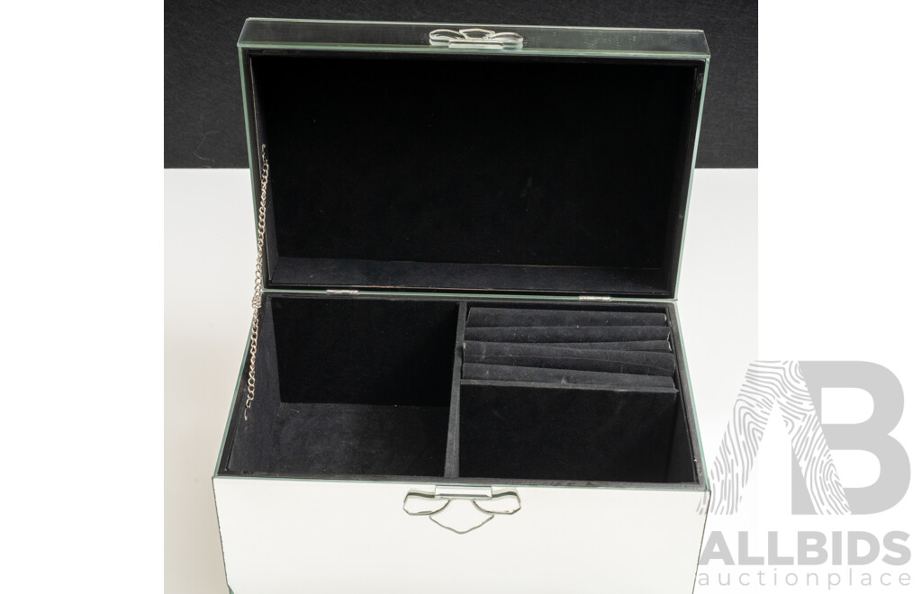 Silver Tone Vintage Jewellery Collection in Large Mirrored Trinket Box
