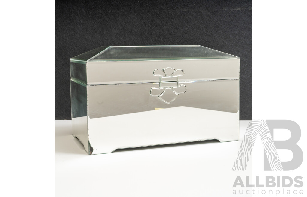 Silver Tone Vintage Jewellery Collection in Large Mirrored Trinket Box