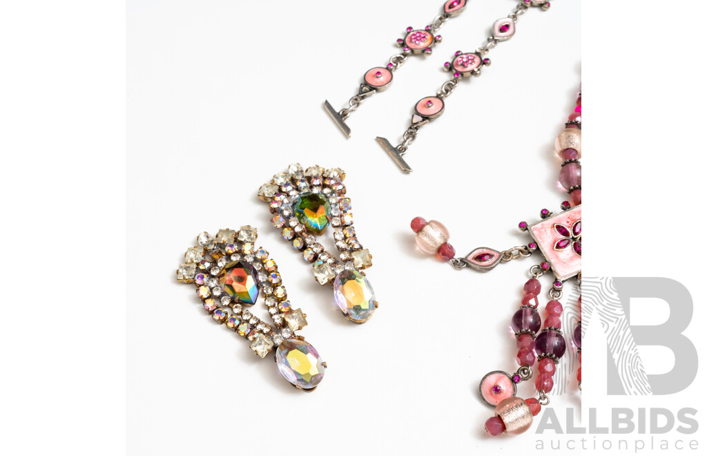 Remy Dis Paris Enamel Finished Jewellery Set, Zazou Paris Brooch & Bijoux Earrings