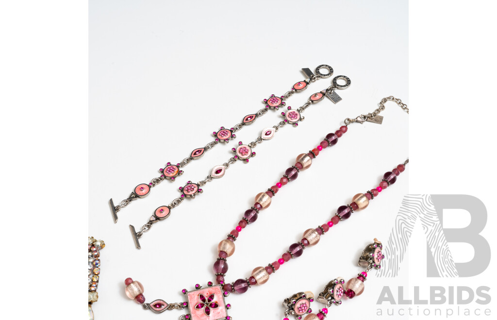 Remy Dis Paris Enamel Finished Jewellery Set, Zazou Paris Brooch & Bijoux Earrings