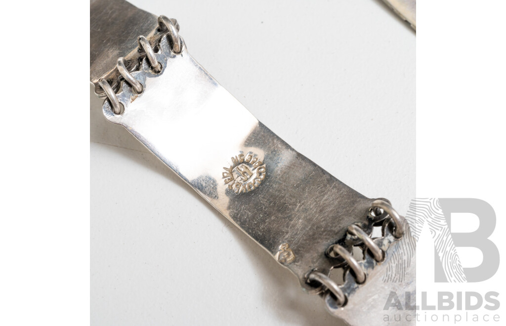 Vintage Mexican Taxco, Sterling Silver Artisan Collar, Bracelet and Earring Set - 96.06gms