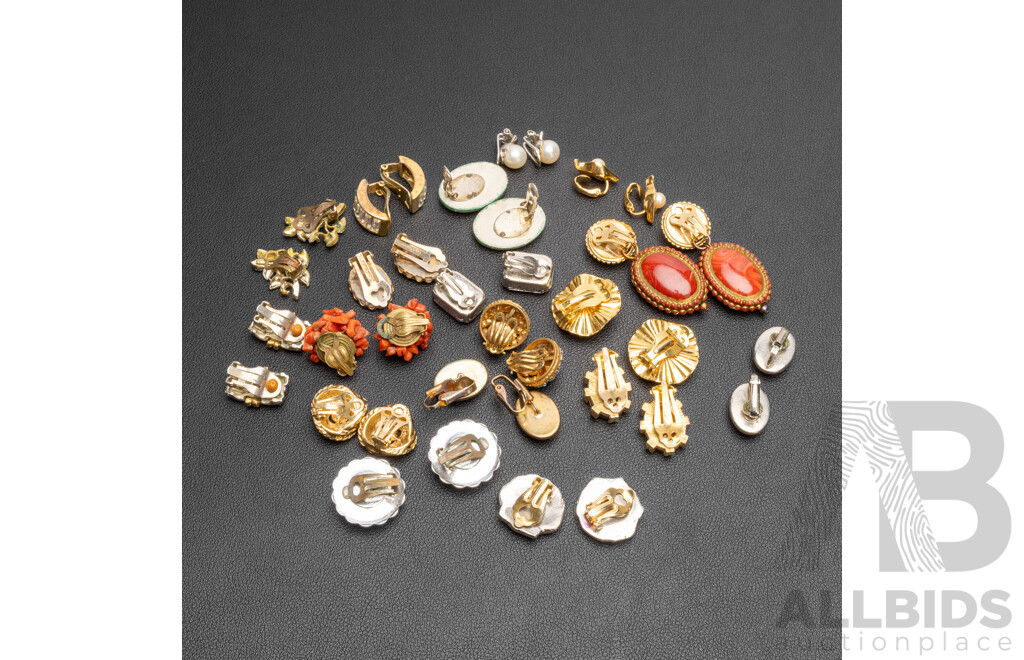 Collection of (18) Pairs of Clip on Earrings in Various Designs & Colours