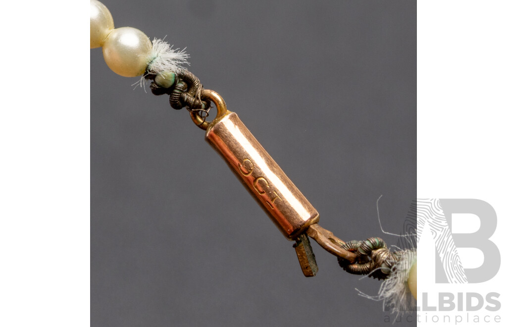 9ct Edwardian Faux Pearl Single Strand Necklace, 56cm Long