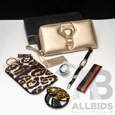 Guess Gold Leather Large Clutch Wallet as New in Box, Guess Watch, Ring & Other Items