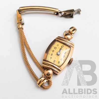Timor 9ct Petite Vintage Ladies Watch, 15mm, with Gold Tone Bracelet Band, Working