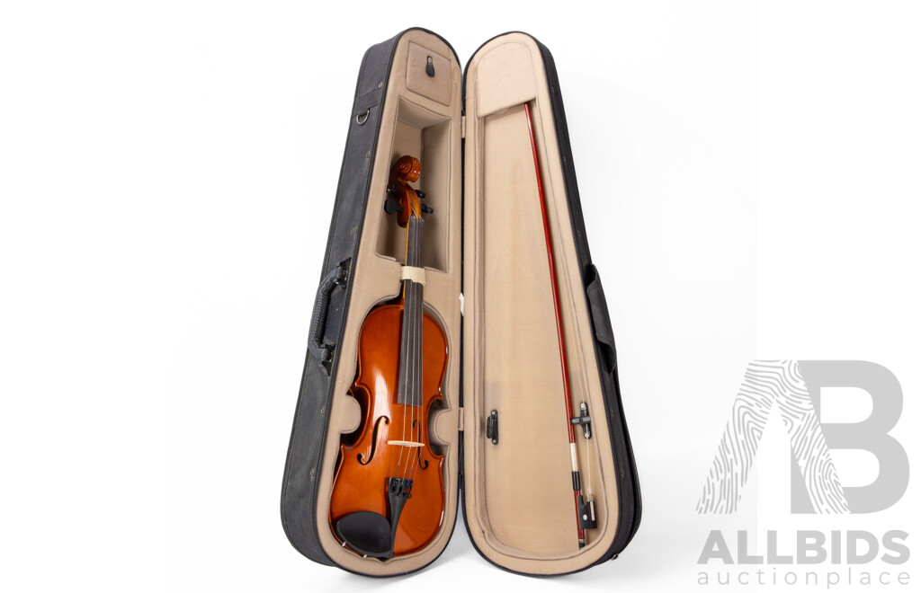 Enrico Acoustic Students Violin and Bow in Protective Case