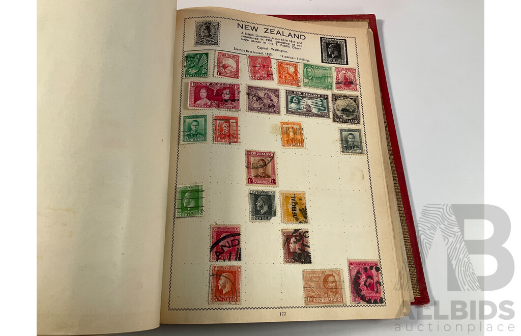 Album of Antique/Vintage International Stamps Including Australian Colonial, Predecimal, QV, KEVII, KGV, KGVI, Hand Cancels, Overprints and Much More with Box of Stamps on Paper