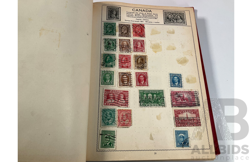Album of Antique/Vintage International Stamps Including Australian Colonial, Predecimal, QV, KEVII, KGV, KGVI, Hand Cancels, Overprints and Much More with Box of Stamps on Paper