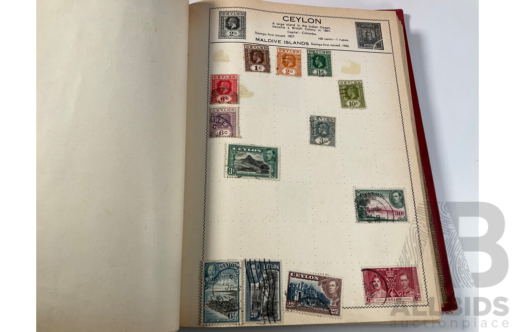 Album of Antique/Vintage International Stamps Including Australian Colonial, Predecimal, QV, KEVII, KGV, KGVI, Hand Cancels, Overprints and Much More with Box of Stamps on Paper