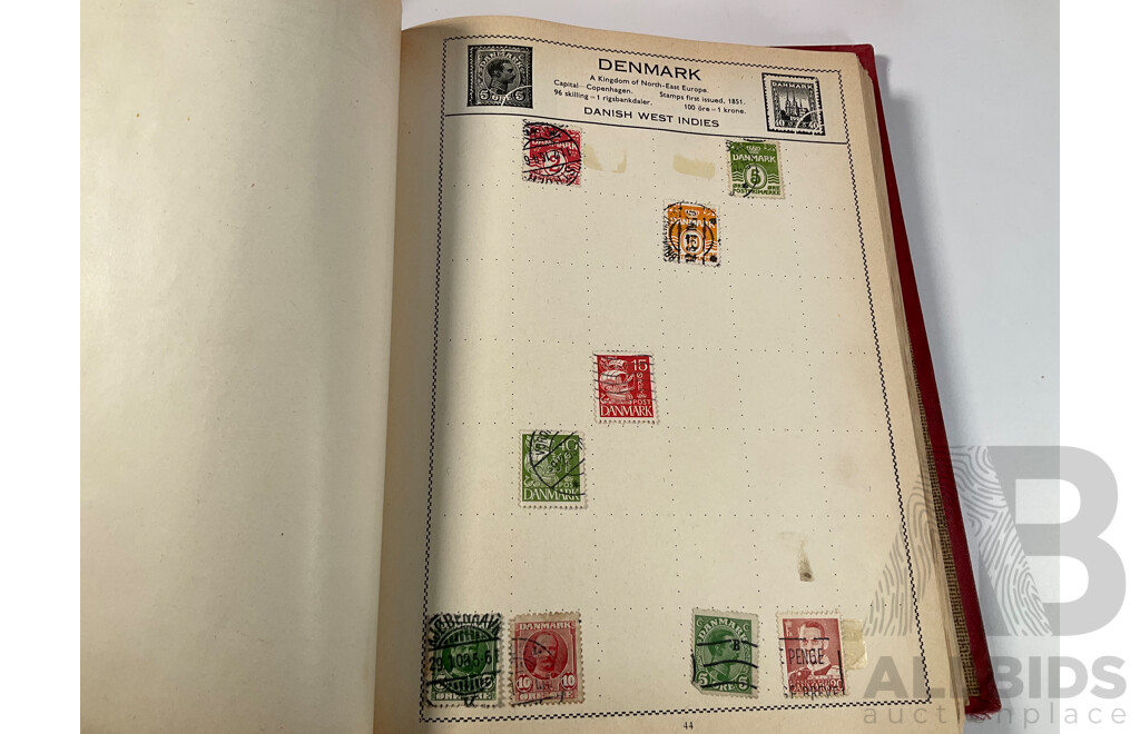Album of Antique/Vintage International Stamps Including Australian Colonial, Predecimal, QV, KEVII, KGV, KGVI, Hand Cancels, Overprints and Much More with Box of Stamps on Paper
