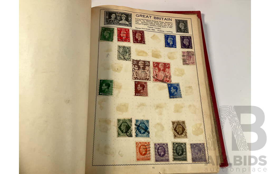 Album of Antique/Vintage International Stamps Including Australian Colonial, Predecimal, QV, KEVII, KGV, KGVI, Hand Cancels, Overprints and Much More with Box of Stamps on Paper