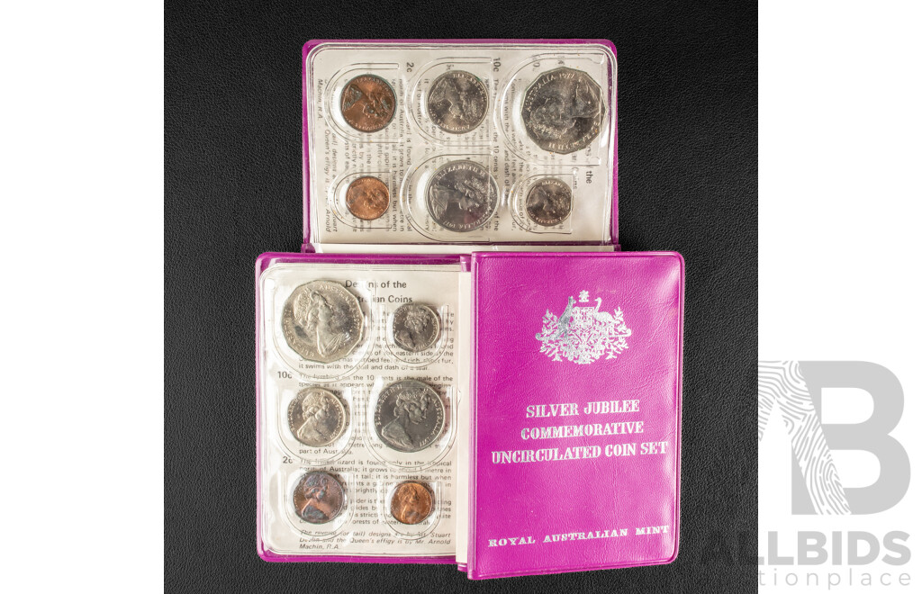 Three Australian RAM 1977 Silver Jubilee Commemorative Six Coin Sets