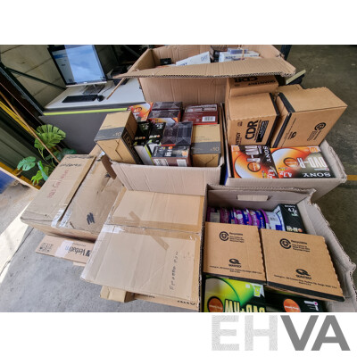 Assorted Bulk Pallet of New Blank CD's and VHS Tapes ETC