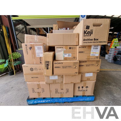 Assorted Bulk Pallet of New Blank CD's and VHS Tapes ETC