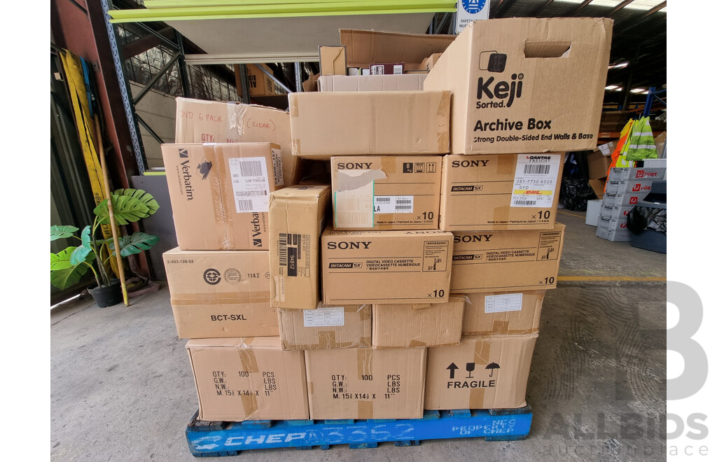 Assorted Bulk Pallet of New Blank CD's and VHS Tapes ETC