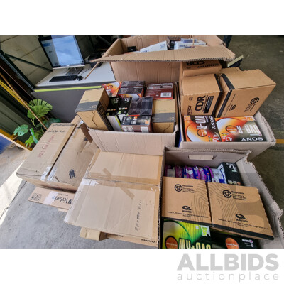 Assorted Bulk Pallet of New Blank CD's and VHS Tapes ETC