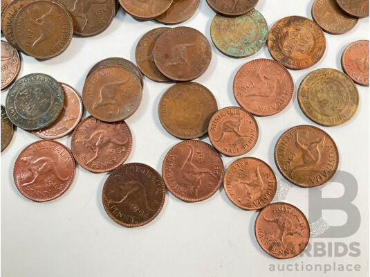 Collection of Australian Pennies and Half Pennies, Examples Spanning 1912 to 1964 Including Several High Grade - Approximately 1.6 Kilograms