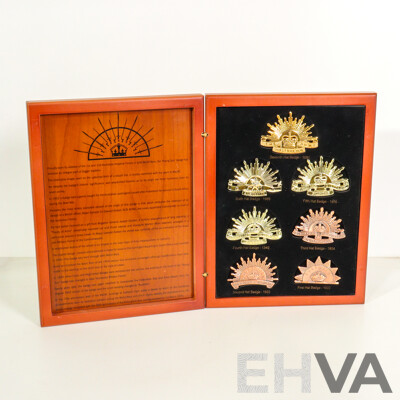 Australian Army Replica Hat Badges in Timber Presentation Case