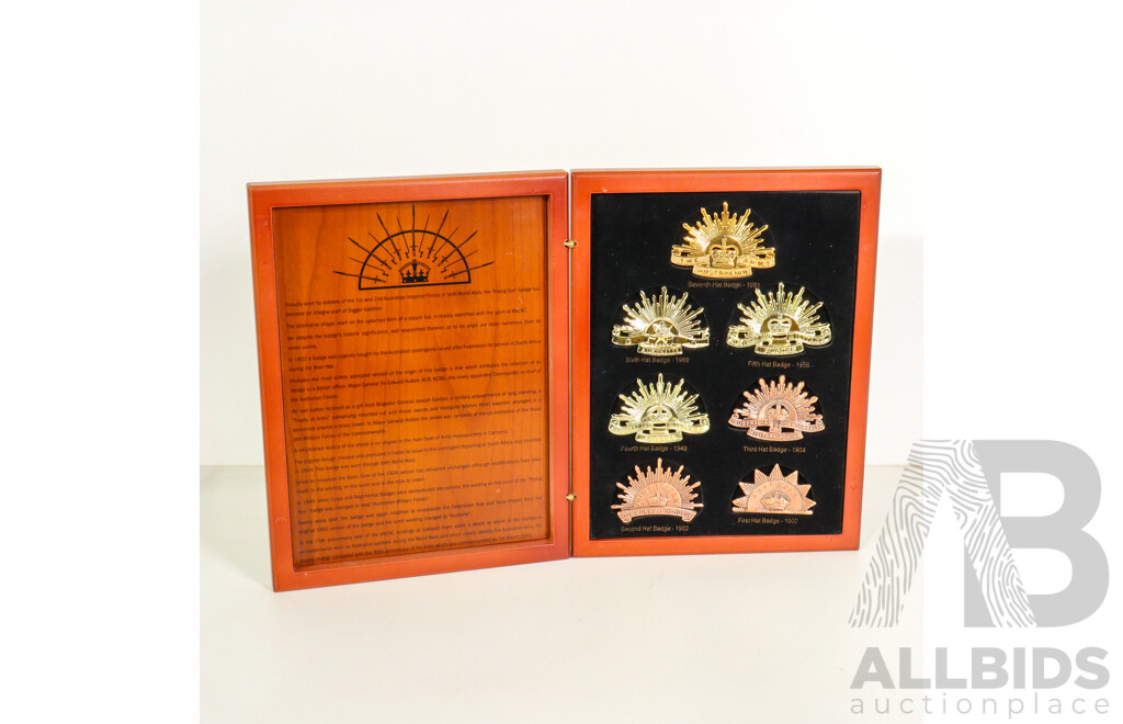 Australian Army Replica Hat Badges in Timber Presentation Case
