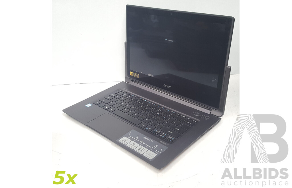 Acer (R7-372T-57CC) Aspire R 13 Intel Core i5 (6200U) 2.30GHz-2.80GHz 2-Core CPU 13-Inch Convertible Touchscreen Laptop - Lot of Five